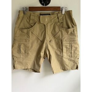 Tachuntfish Men Tactical Cargo Shorts Tan Ripstop Utility Hiking Fishing Size 32